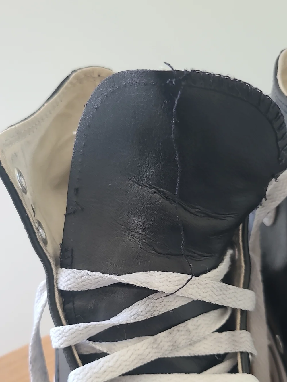 Converse Black Leather Platform High Top Sneakers with White Accents